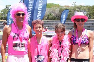 Family all in pink at triathlon pink